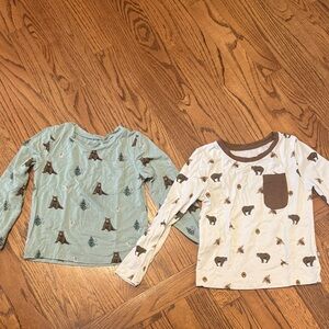 Kyte Baby Trail and Honey Bear Print Long Sleeve Shirts - 3T 4T